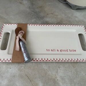 White Serving Tray with Red Stitching Pier 1